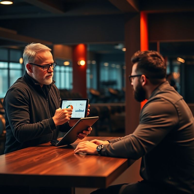 Coach reviewing a performance dashboard with a member